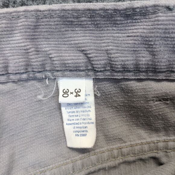 Branders Men's Corduroy Pants Gray 34x30 Cotton Blend 5-Pocket - Picture 10 of 13